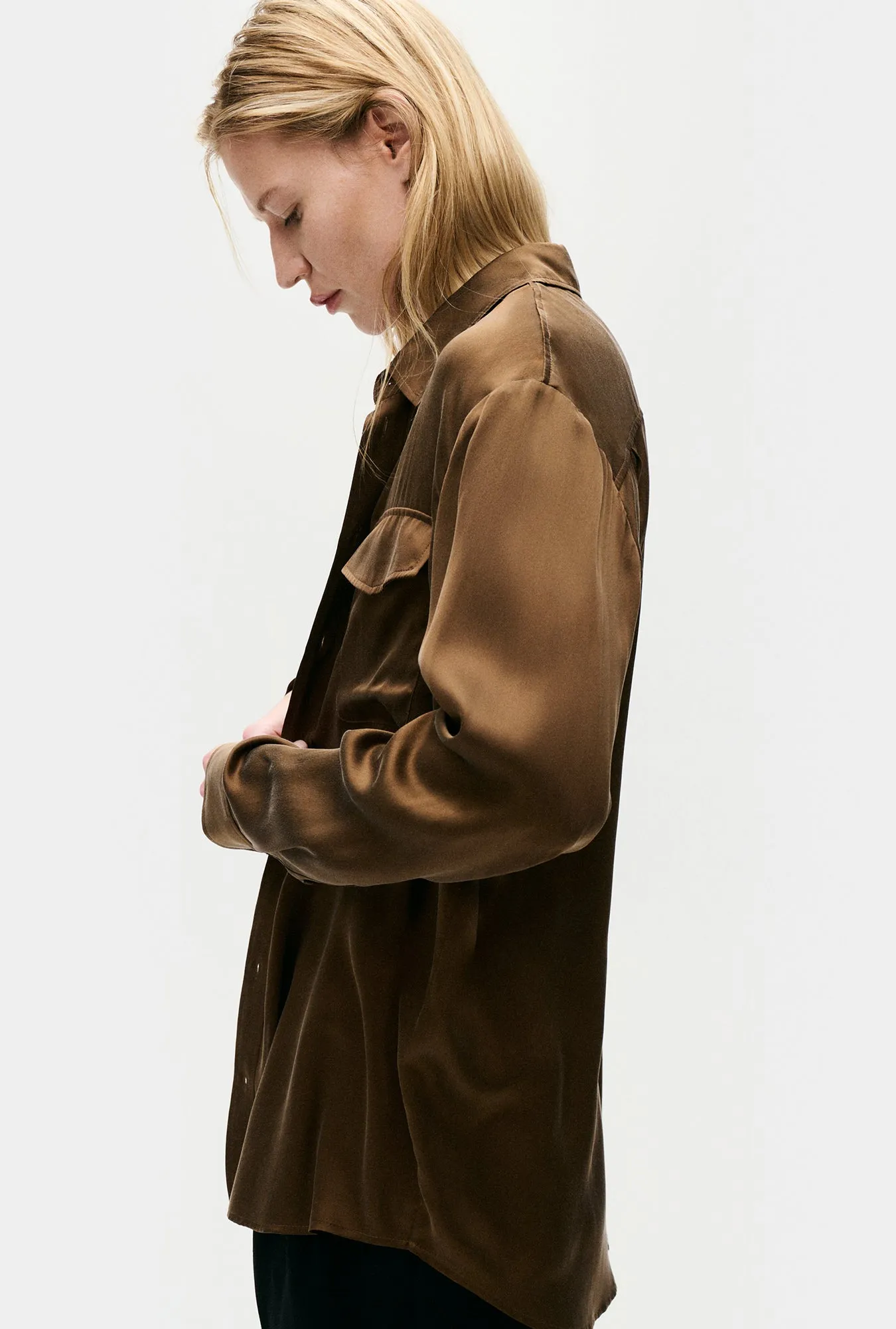 Boyfriend Shirt Dark Earth sold by Silk Laundry product image thumbnail 4