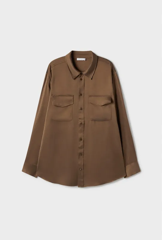 BOYFRIEND SHIRT DARK EARTH sold by Silk Laundry