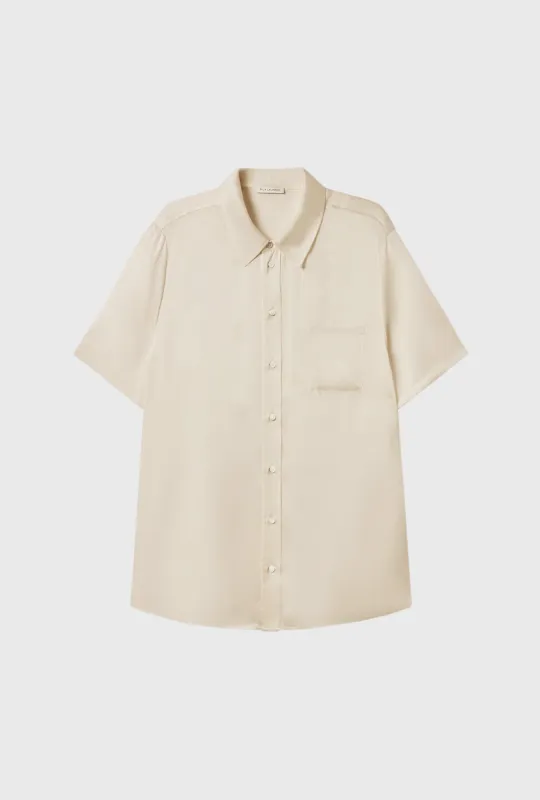 SHORT SLEEVE BOYFRIEND SHIRT 2.0 HAZELNUT sold by Silk Laundry