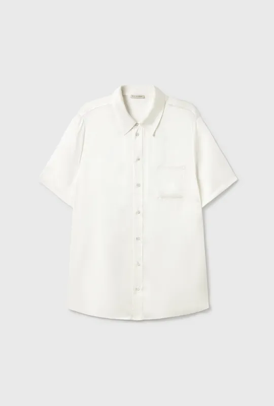 SHORT SLEEVE BOYFRIEND SHIRT 2.0 WHITE sold by Silk Laundry