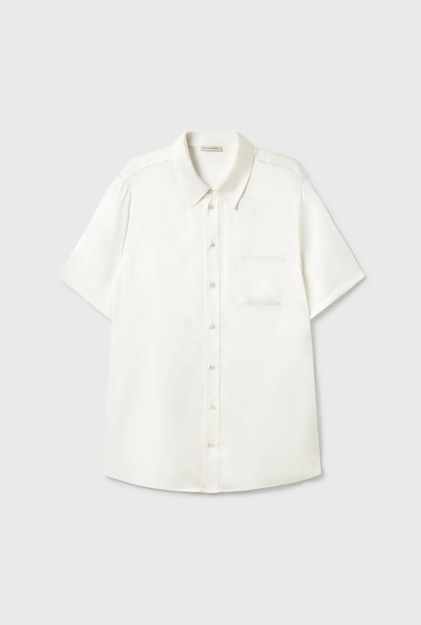 Short Sleeve Boyfriend Shirt White sold by Silk Laundry