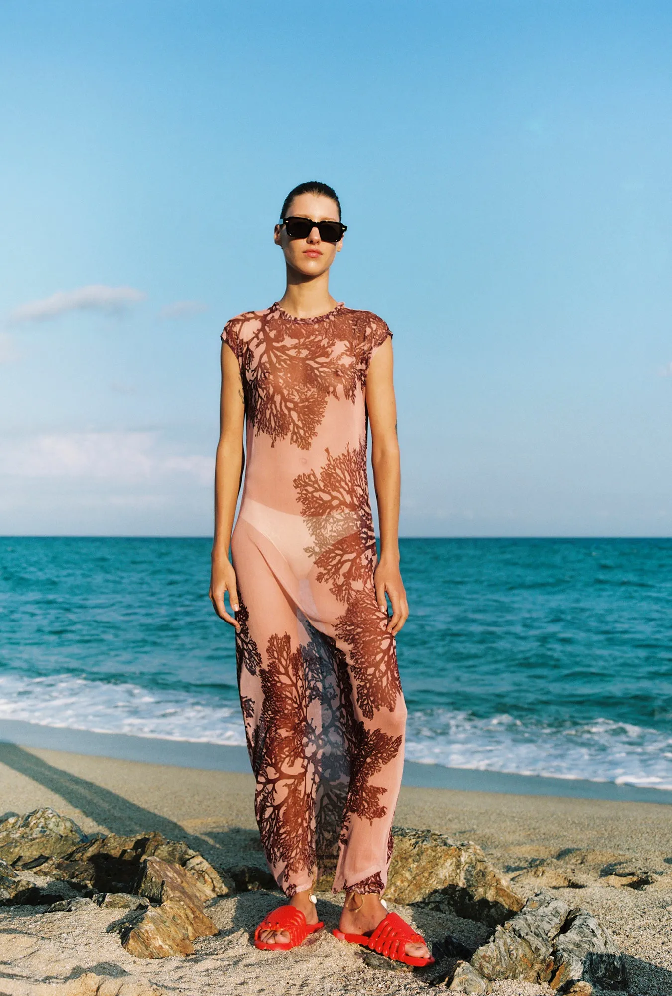 Mesh Dress Pressed Coral sold by Silk Laundry product image thumbnail 2