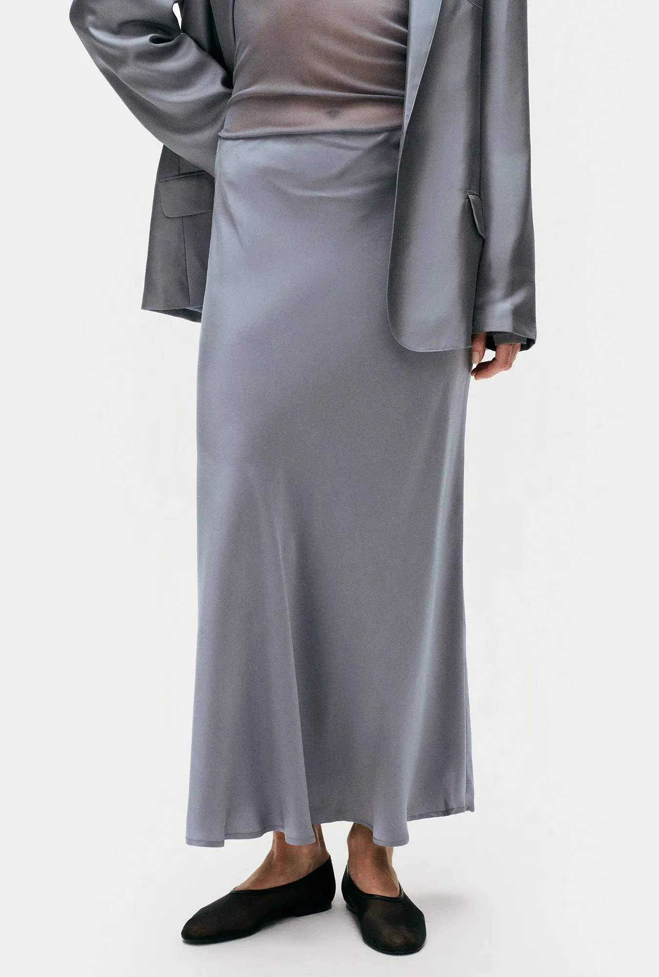 LONG BIAS CUT SKIRT STORM sold by Silk Laundry product image thumbnail 3