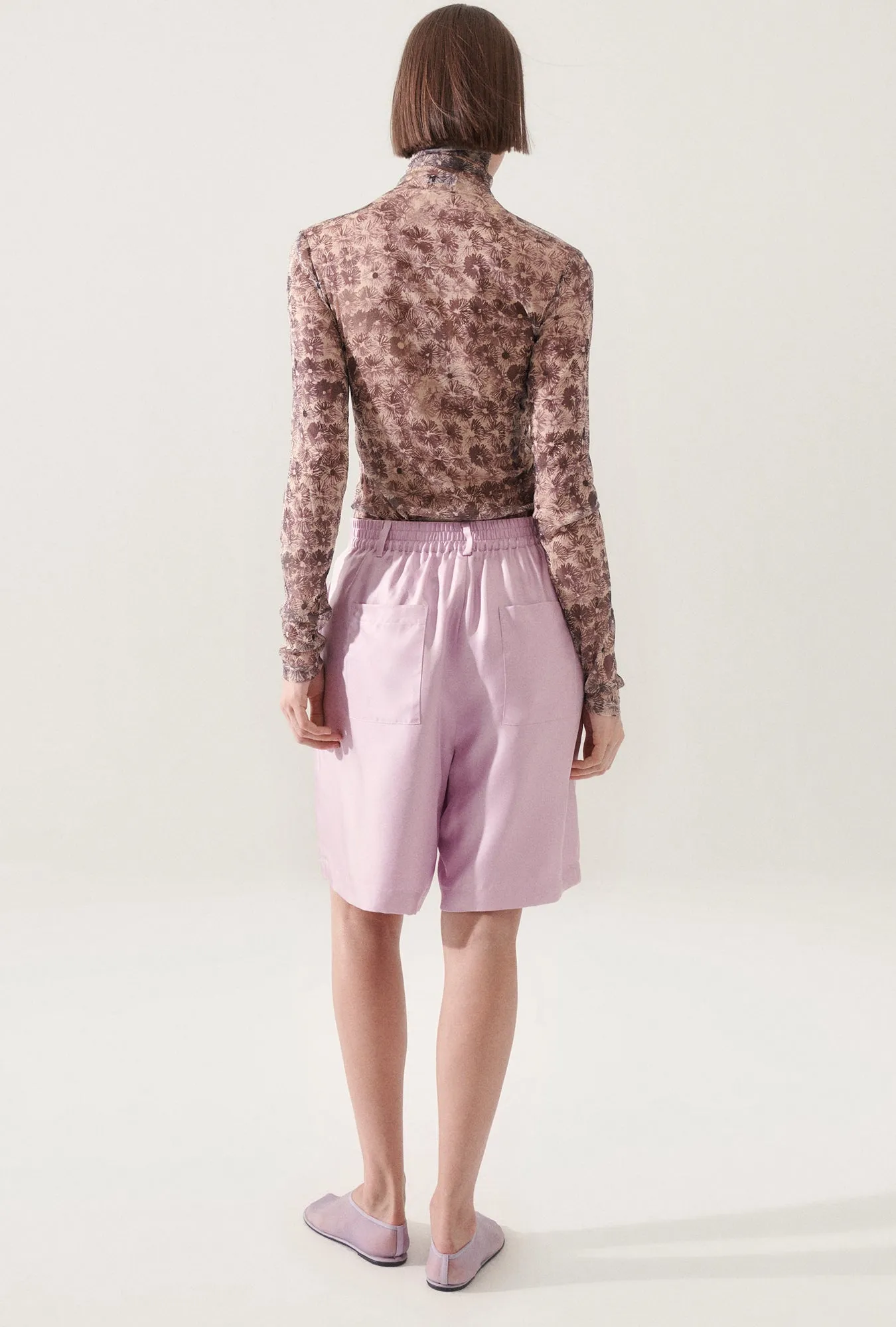 TWILL DOUBLE PLEATED SHORTS LILAC sold by Silk Laundry product image thumbnail 4