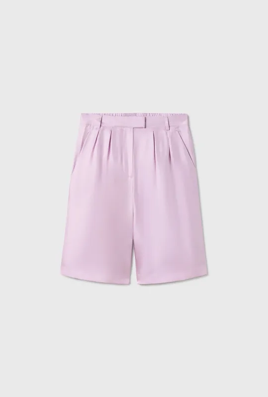 TWILL DOUBLE PLEATED SHORTS LILAC sold by Silk Laundry