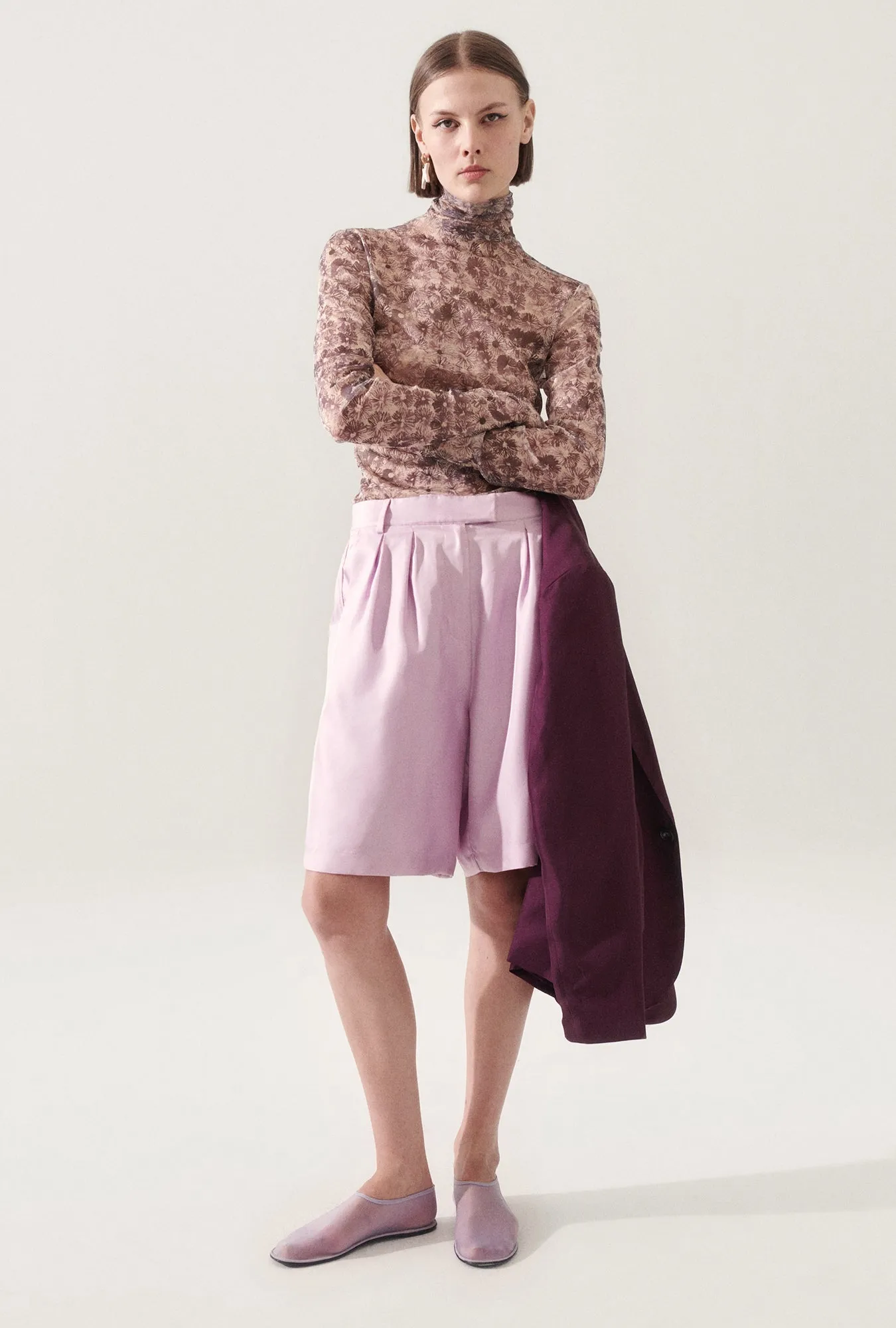 TWILL DOUBLE PLEATED SHORTS LILAC sold by Silk Laundry product image thumbnail 2