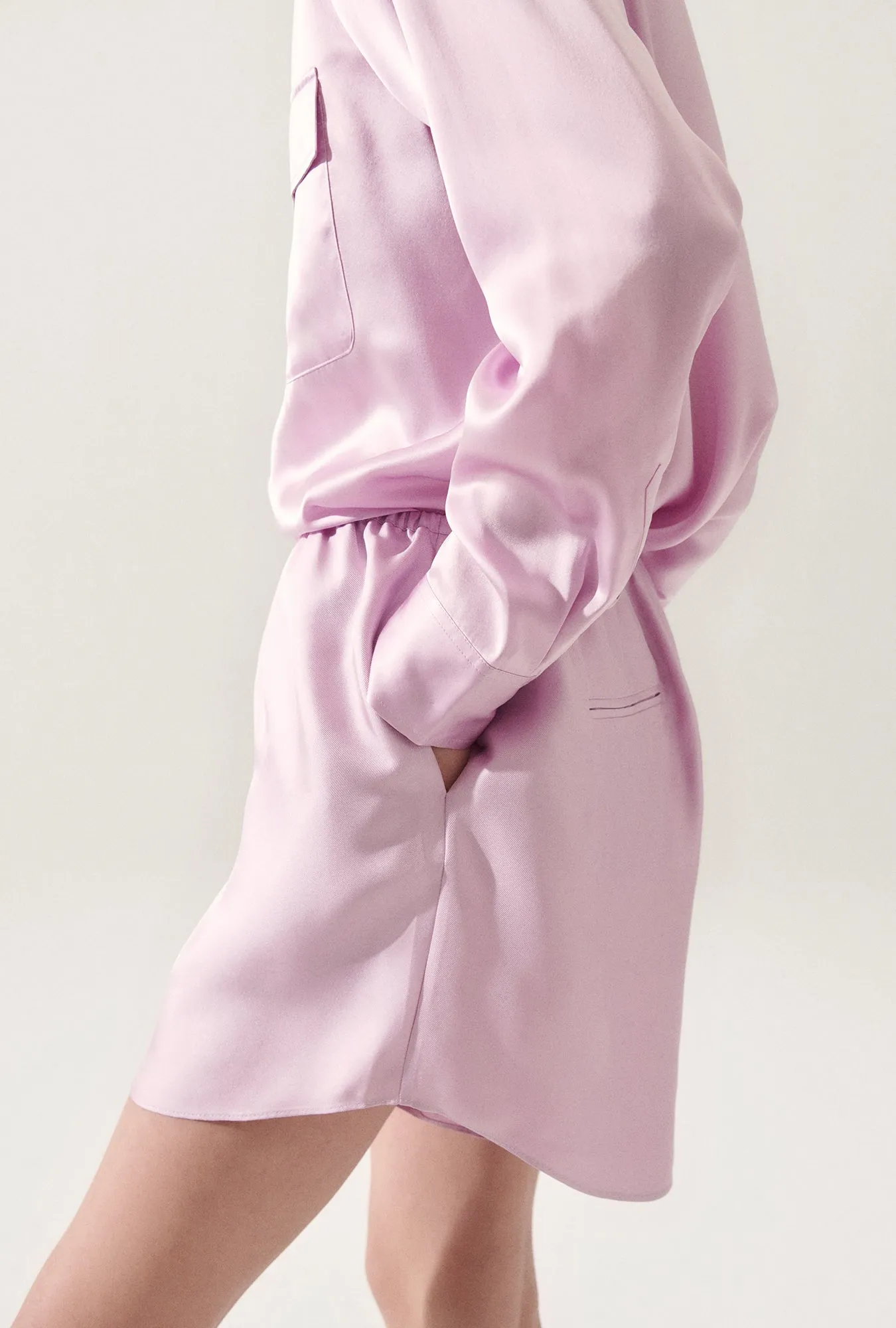 Twill Racer Shorts Lilac sold by Silk Laundry product image thumbnail 4