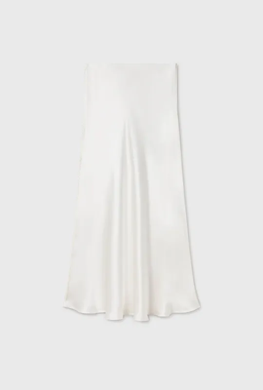 LONG BIAS CUT SKIRT BLANKET STITCH OFF-WHITE sold by Silk Laundry