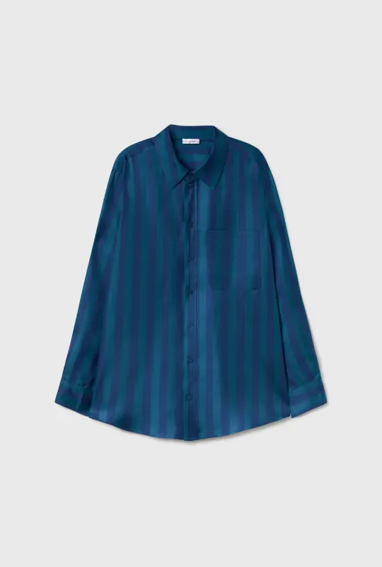 TWILL BOYFRIEND SHIRT BLUE DEPTHS sold by Silk Laundry