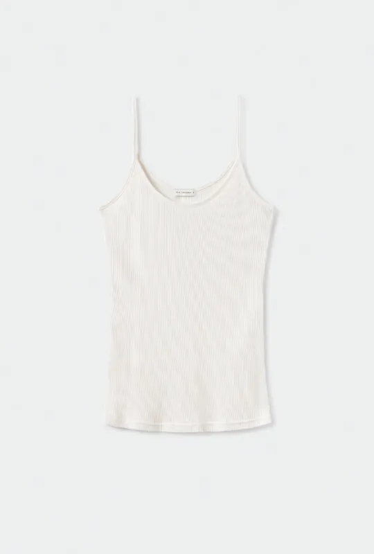 RIBBED CAMI WHITE sold by Silk Laundry