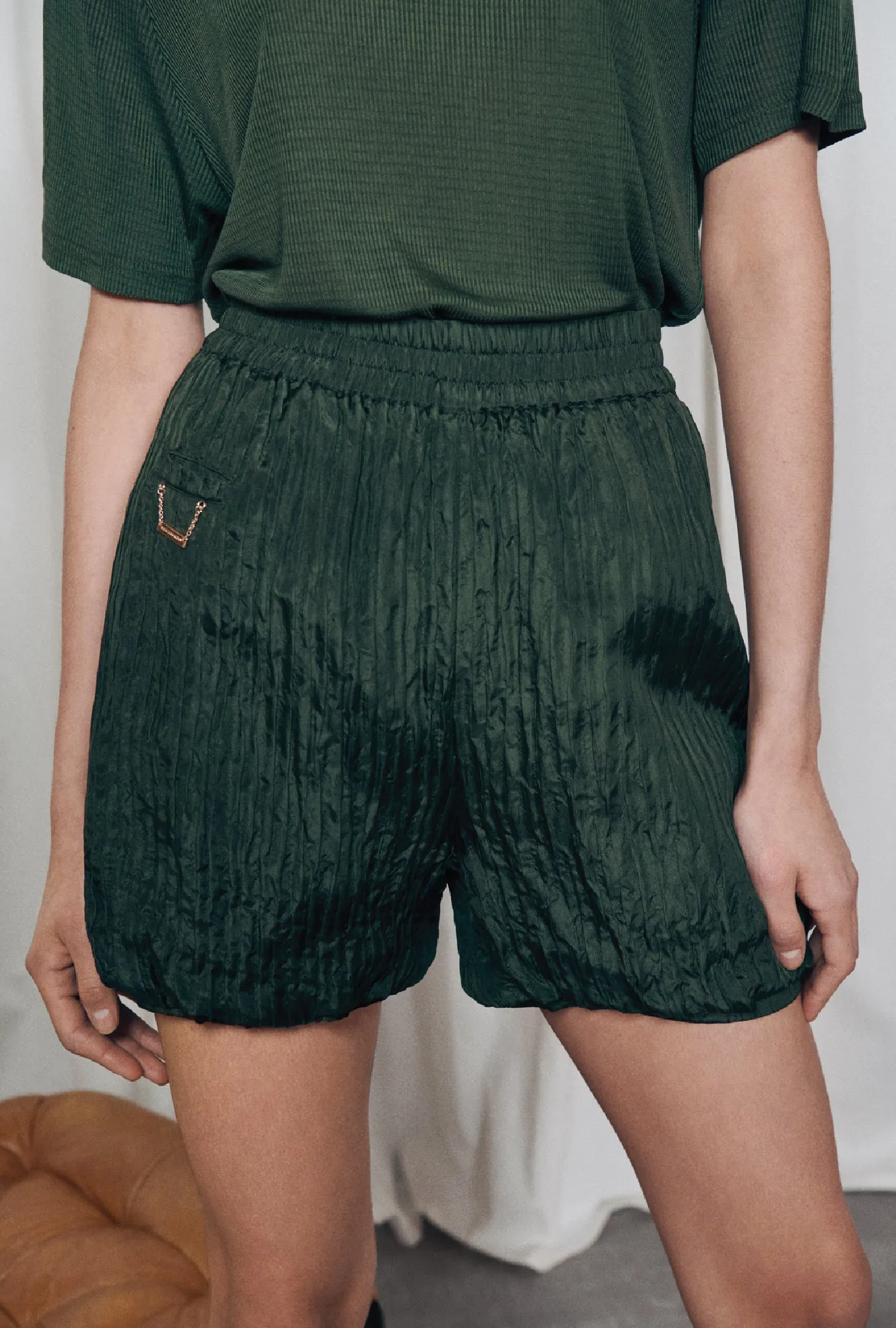 Crinkle Shorts Cedar sold by Silk Laundry product image thumbnail 4