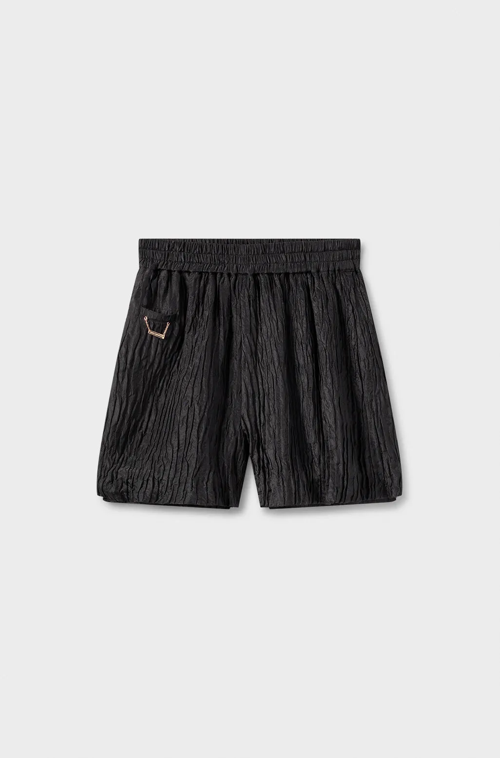 CRINKLE SHORTS BLACK sold by Silk Laundry