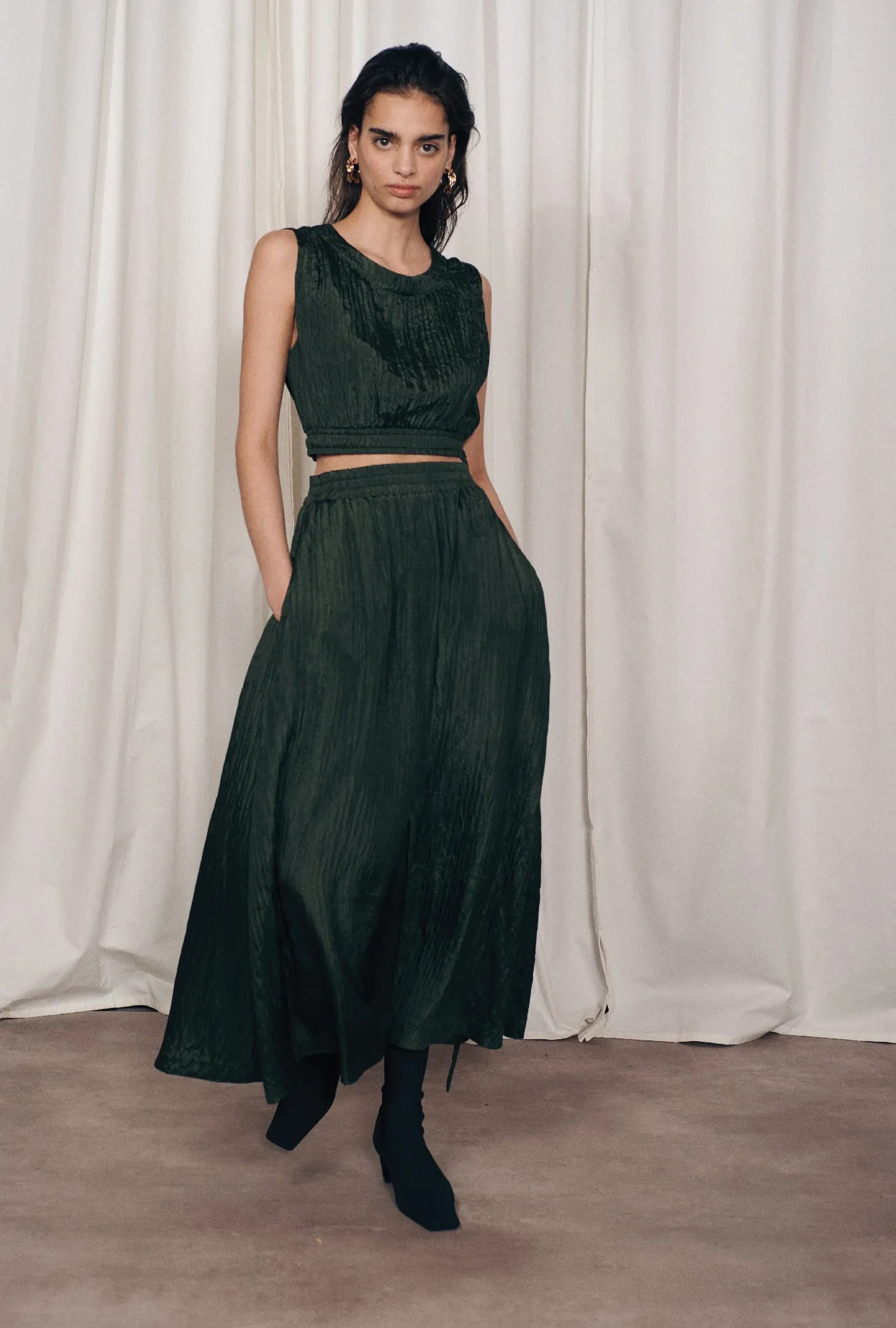 Crinkle Skirt Cedar sold by Silk Laundry product image thumbnail 2