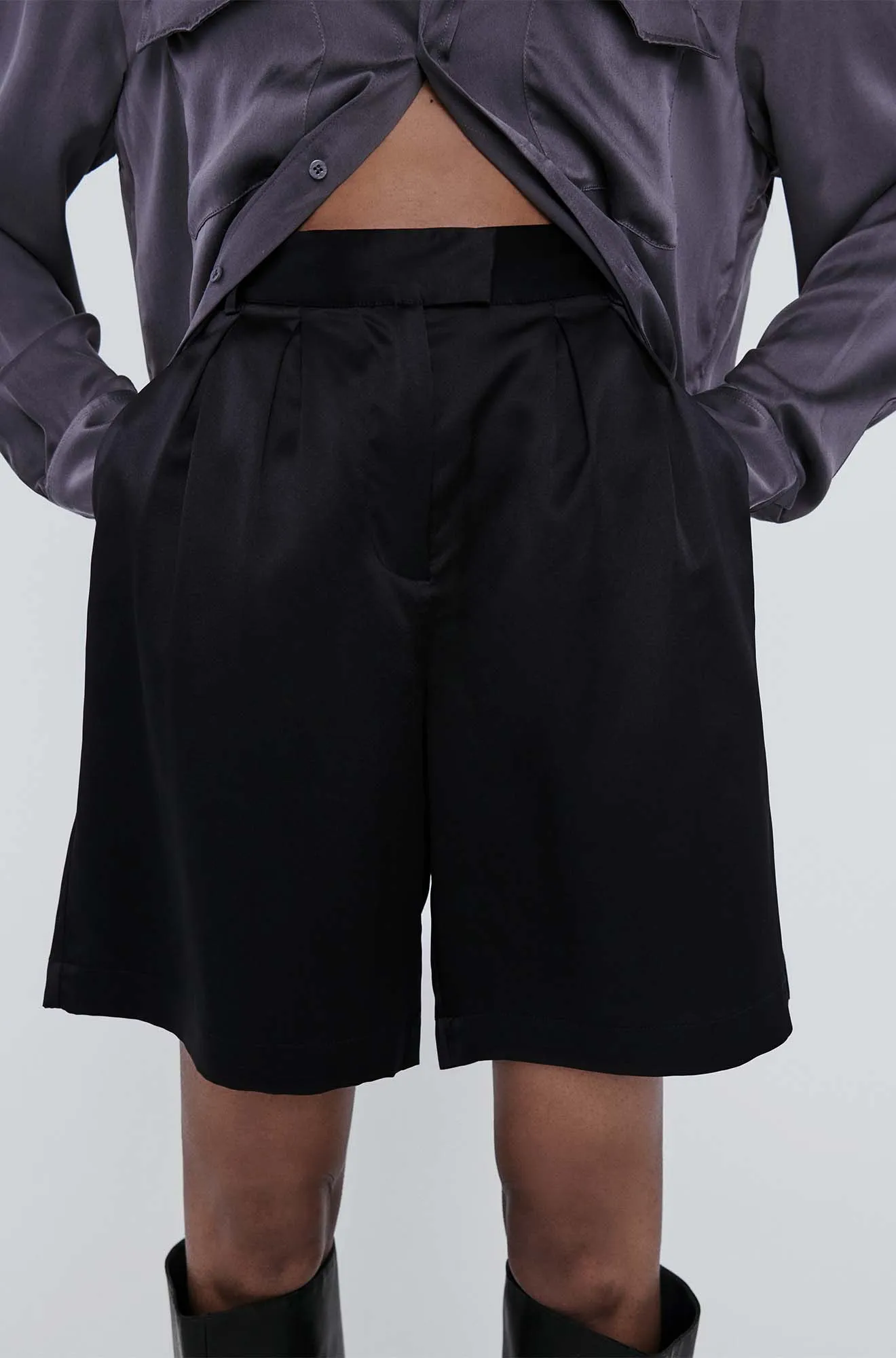 Double Pleated Shorts Black sold by Silk Laundry product image thumbnail 4