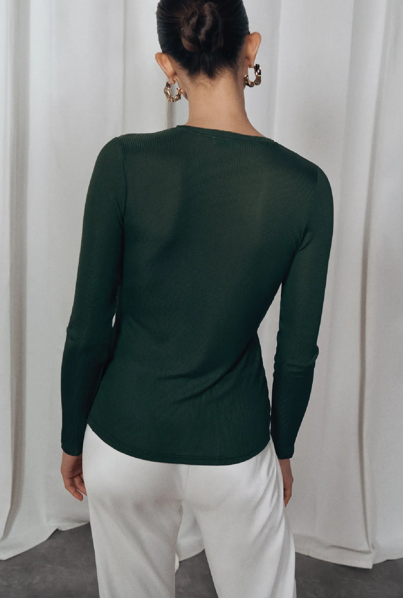 Ribbed Long Sleeve Henley Cedar sold by Silk Laundry product image thumbnail 2