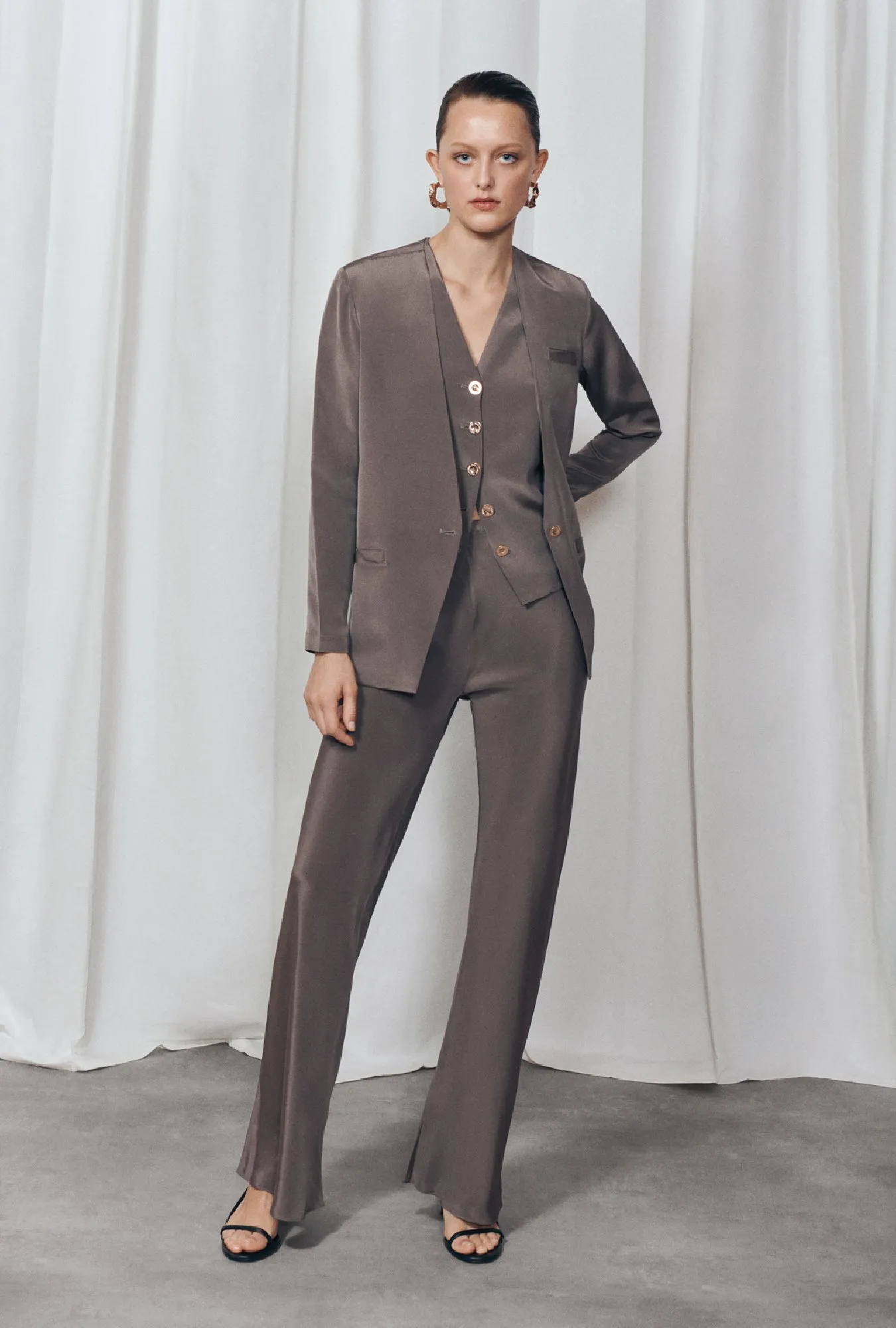CDC Collarless Blazer Cinder sold by Silk Laundry product image thumbnail 3