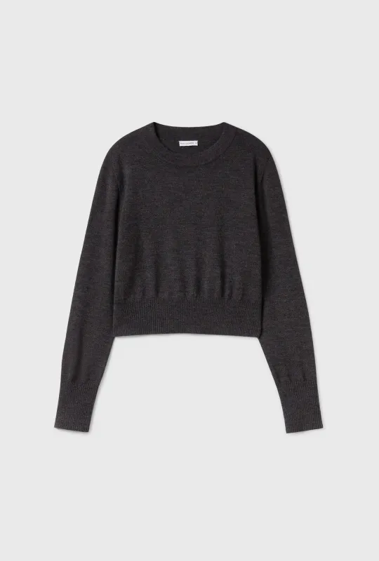 CROPPED CREWNECK GRANITE MELANGE sold by Silk Laundry