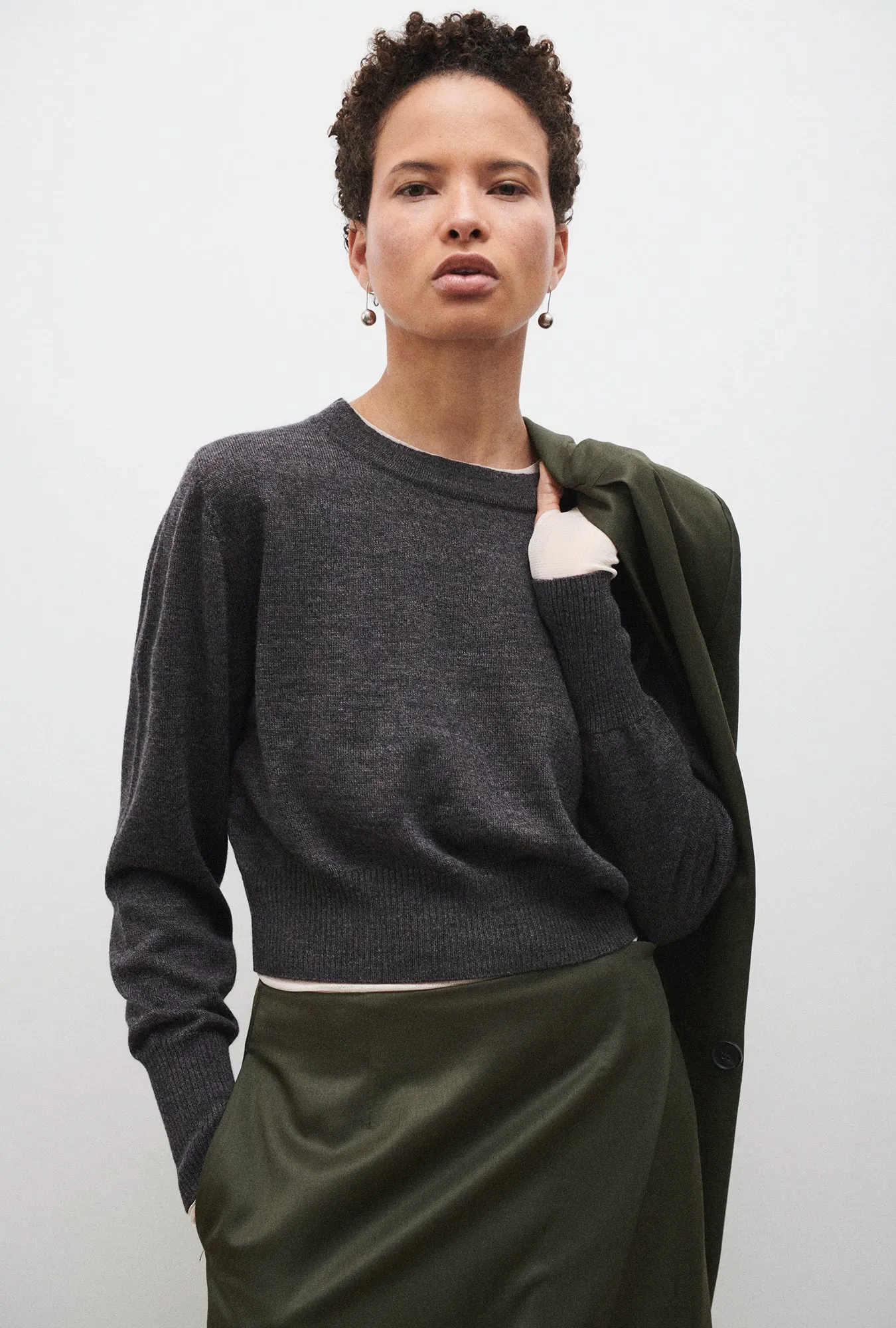 CROPPED CREWNECK GRANITE MELANGE sold by Silk Laundry product image thumbnail 3