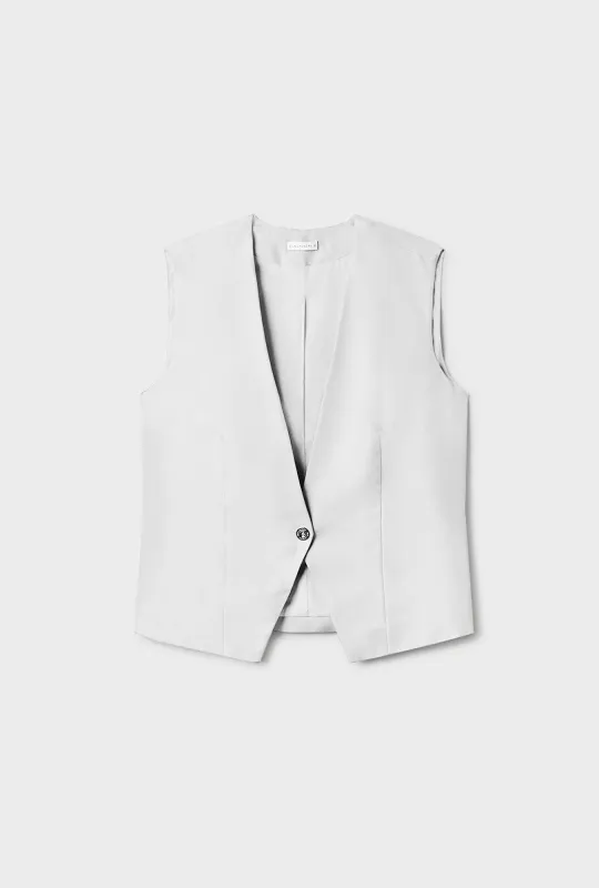 Twill Slouch Vest White sold by Silk Laundry