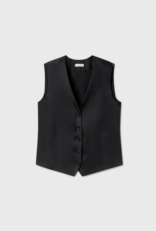 TWILL VEST BLACK sold by Silk Laundry