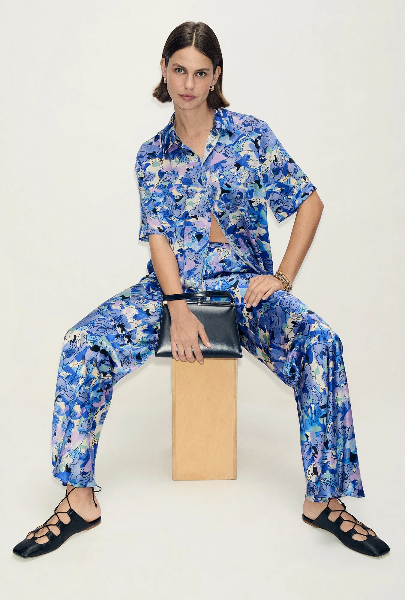 Short Sleeve Boyfriend Shirt Cornflower Floral sold by Silk Laundry product image thumbnail 2