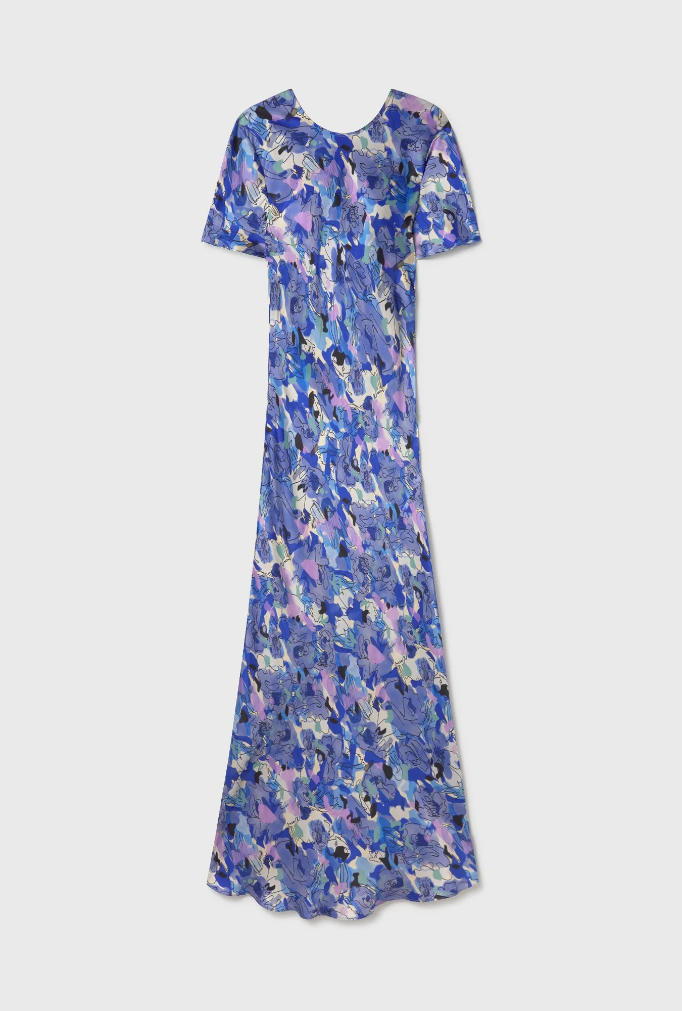 Short Sleeve Bias Dress Cornflower Floral sold by Silk Laundry