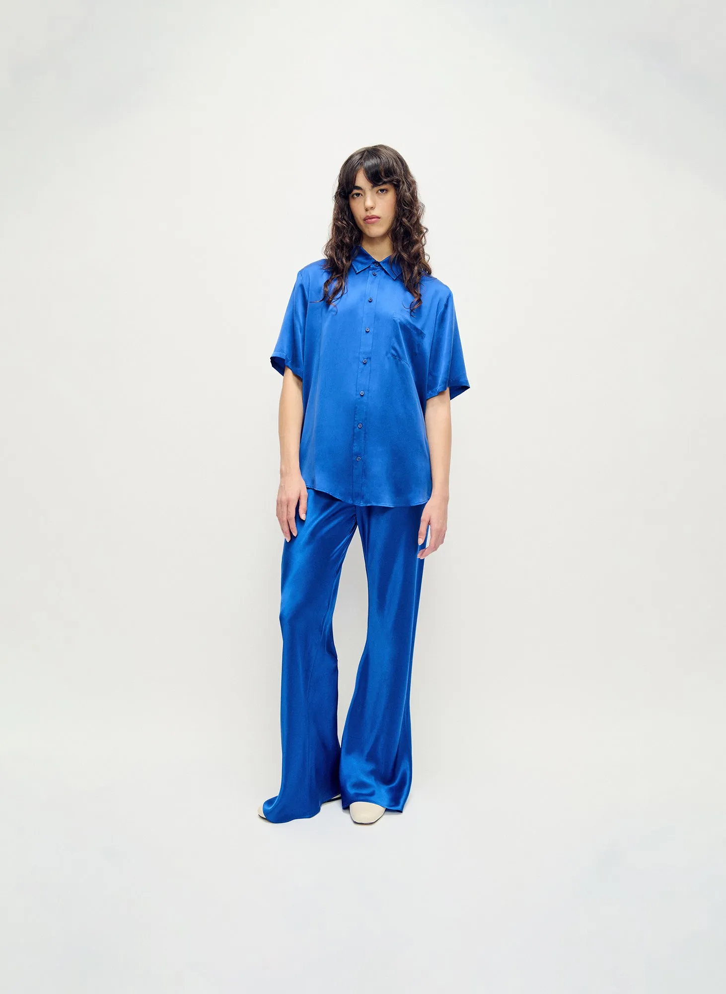 Short Sleeve Boyfriend Shirt Wedgwood sold by Silk Laundry product image thumbnail 2