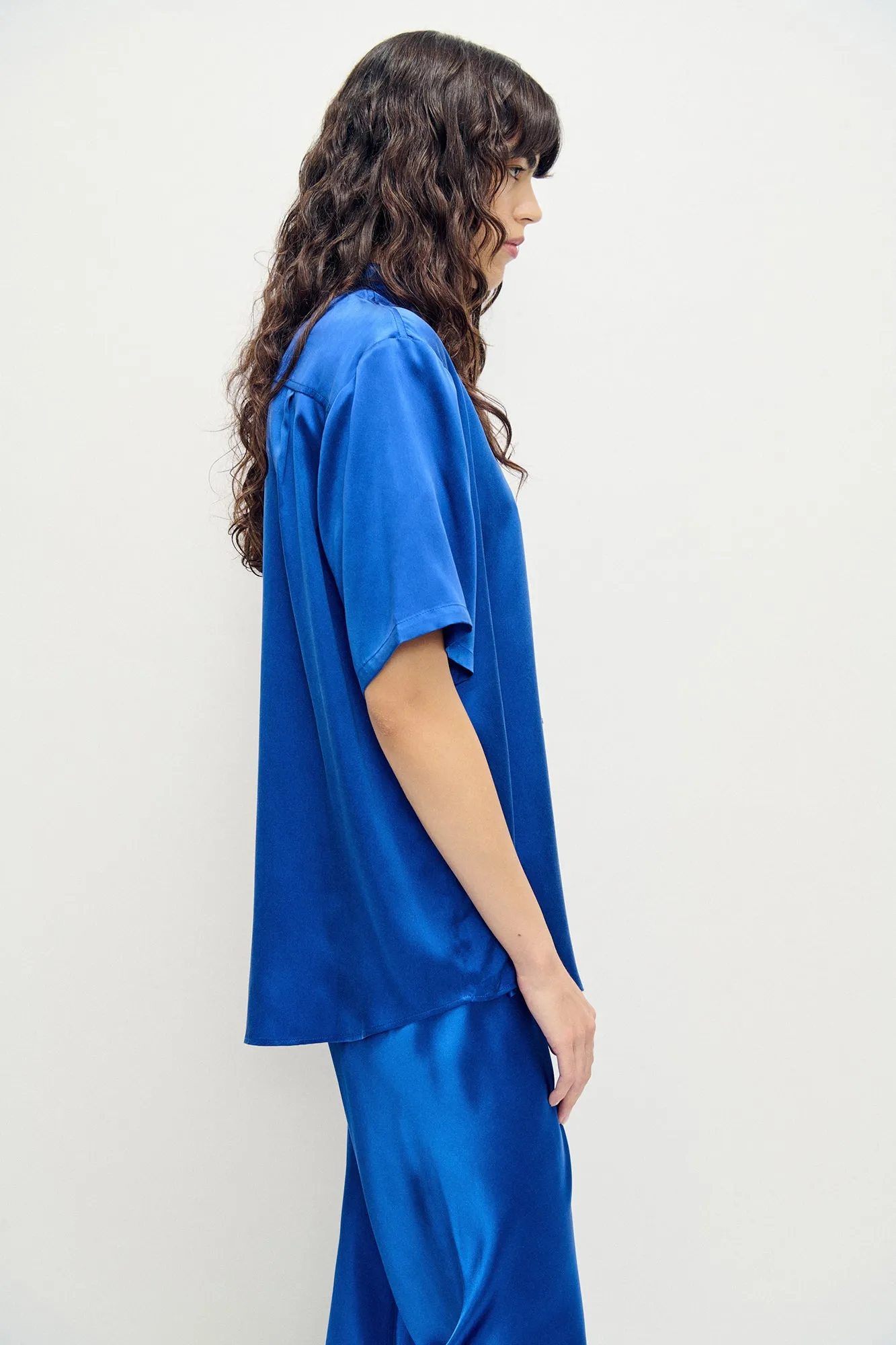 Short Sleeve Boyfriend Shirt Wedgwood sold by Silk Laundry product image thumbnail 3