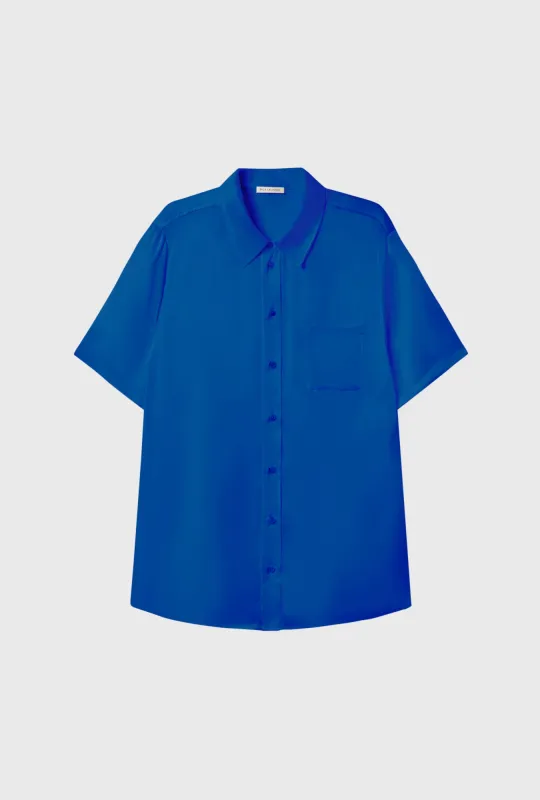 SHORT SLEEVE BOYFRIEND SHIRT WEDGWOOD sold by Silk Laundry
