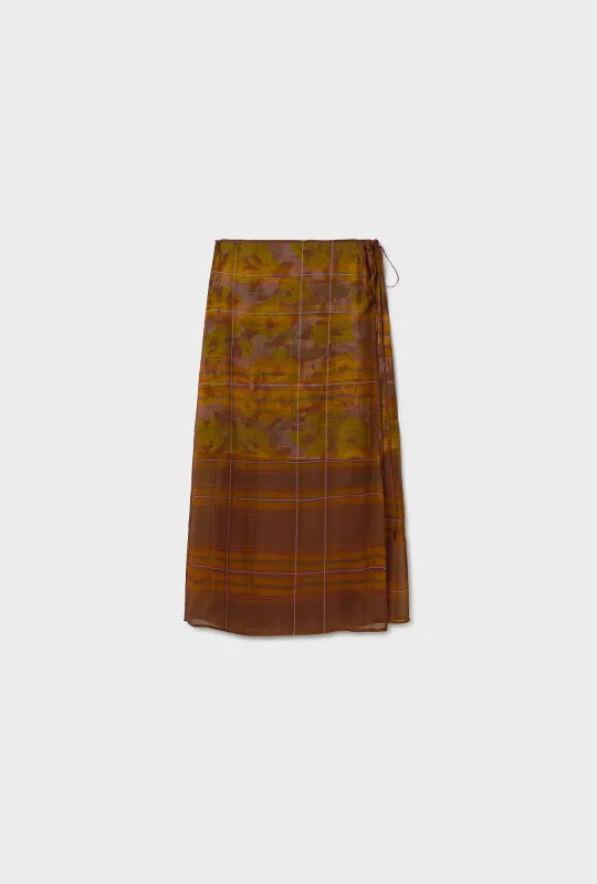 CHIFFON WRAP SKIRT ROOT PLAID / SUNFLOWER FLORAL sold by Silk Laundry