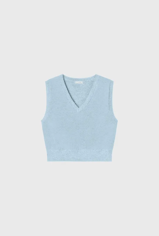 Wool V-Neck Sweater Vest Cornflower sold by Silk Laundry