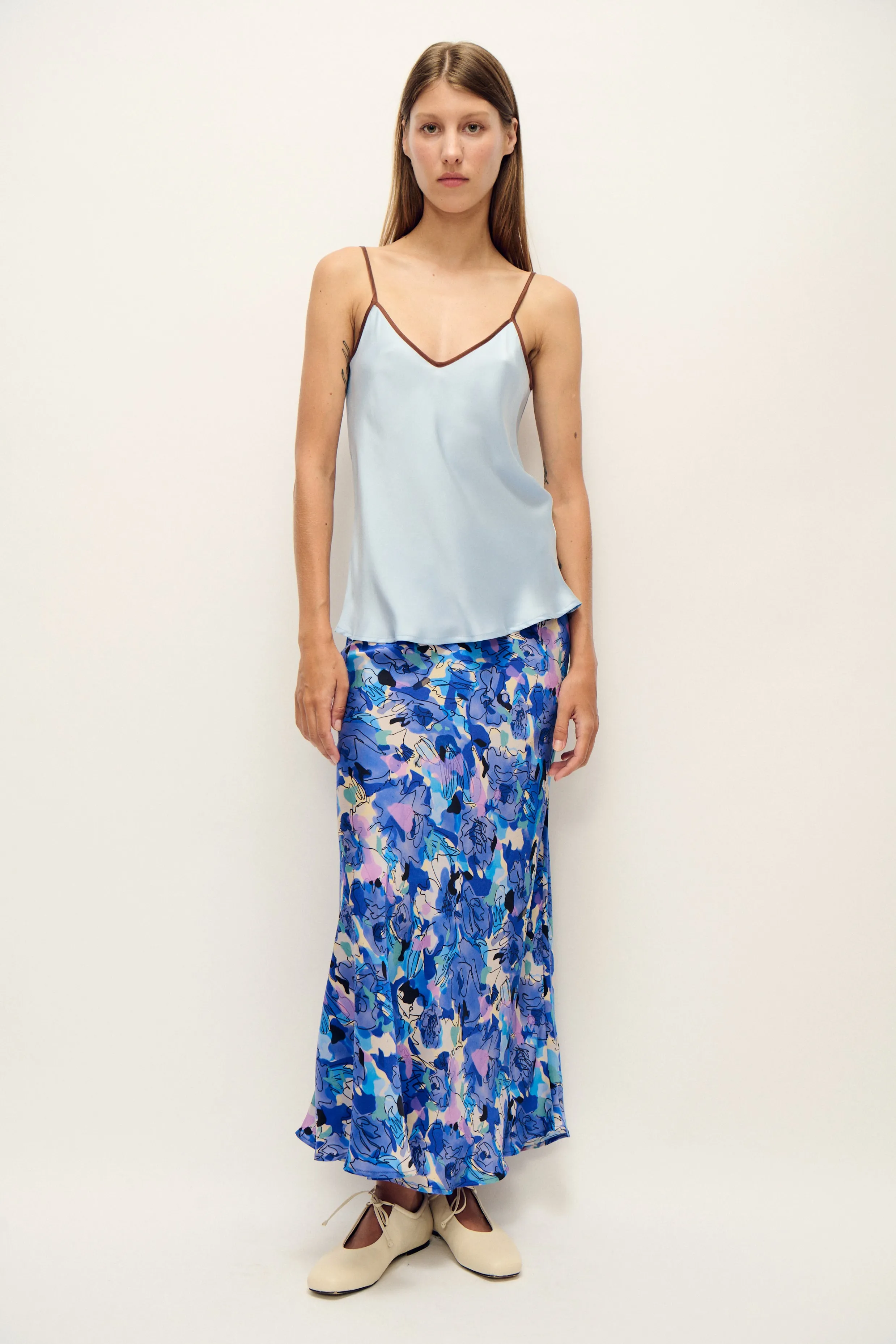 Long Bias Cut Skirt Cornflower Floral sold by Silk Laundry product image thumbnail 3