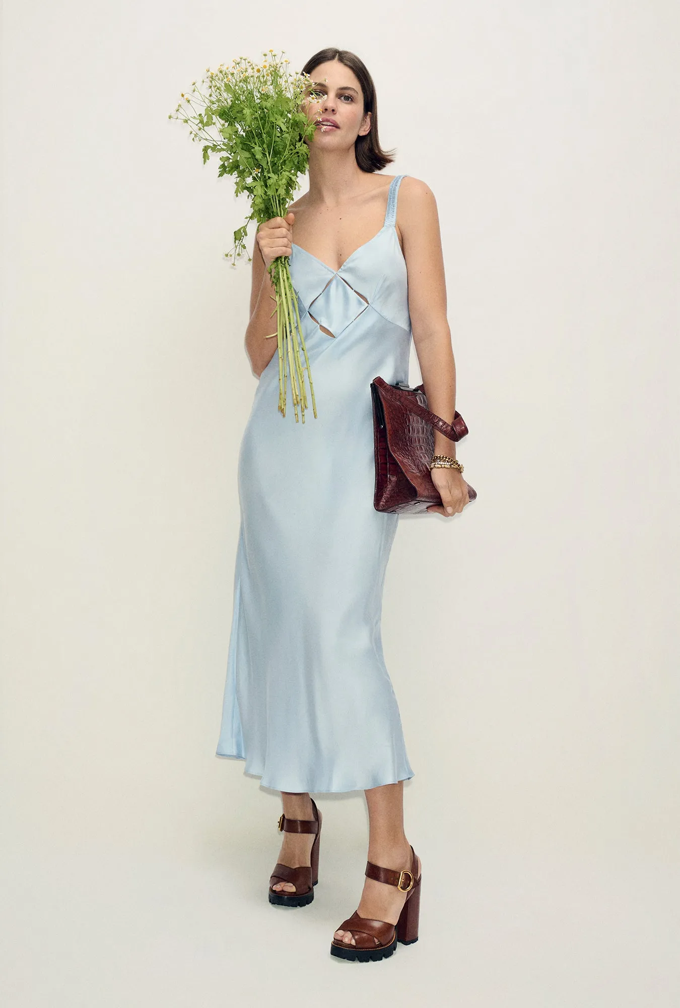 Diamond Deco Ruched Dress Cornflower sold by Silk Laundry product image thumbnail 2