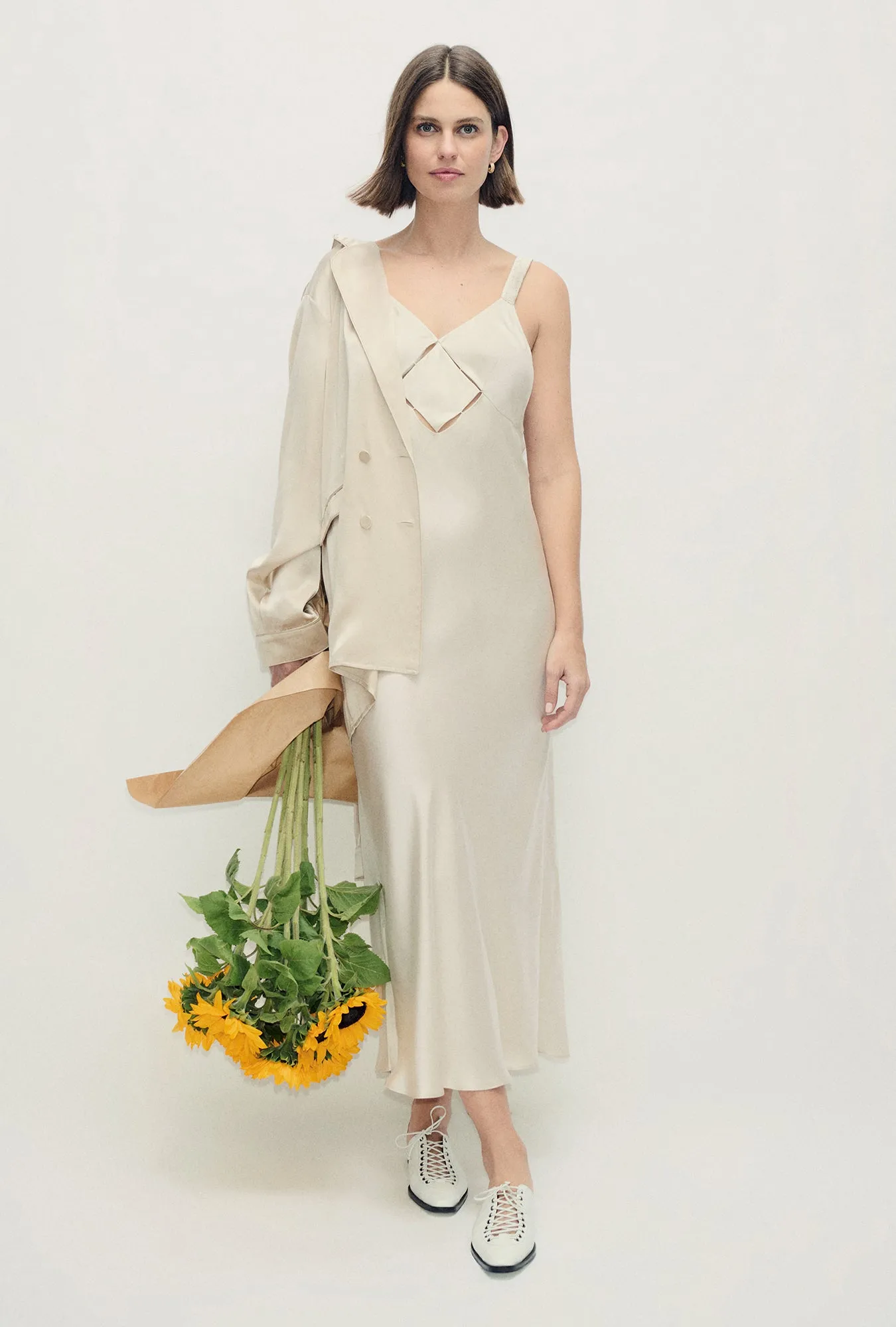 Diamond Deco Ruched Dress Hazelnut sold by Silk Laundry product image thumbnail 2