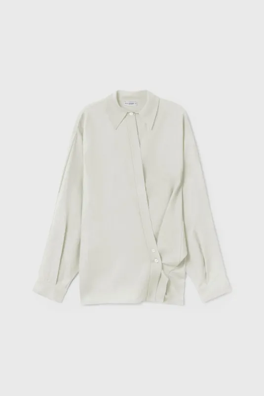 Wool Silk Crossover Shirt Off-White sold by Silk Laundry