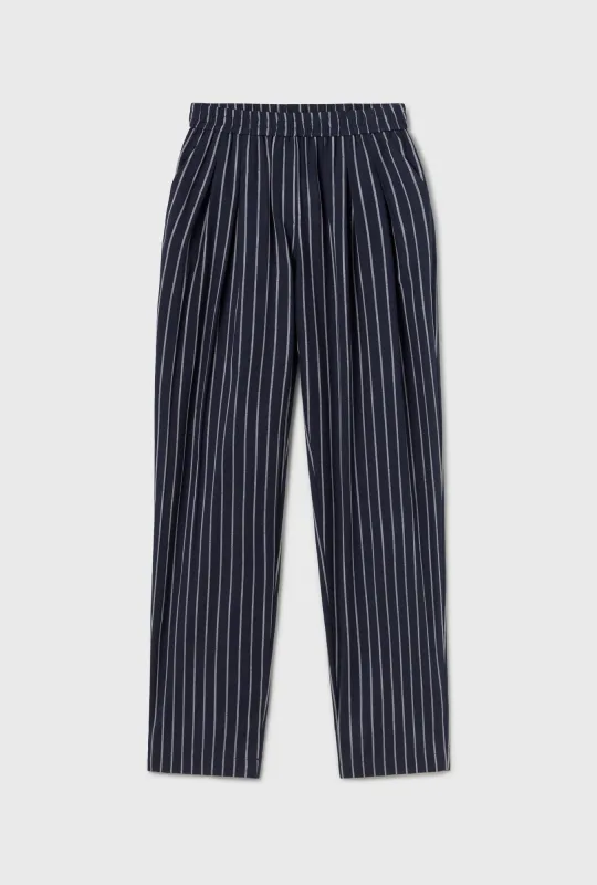 Cotton Slouch Pants Egret Stripe sold by Silk Laundry