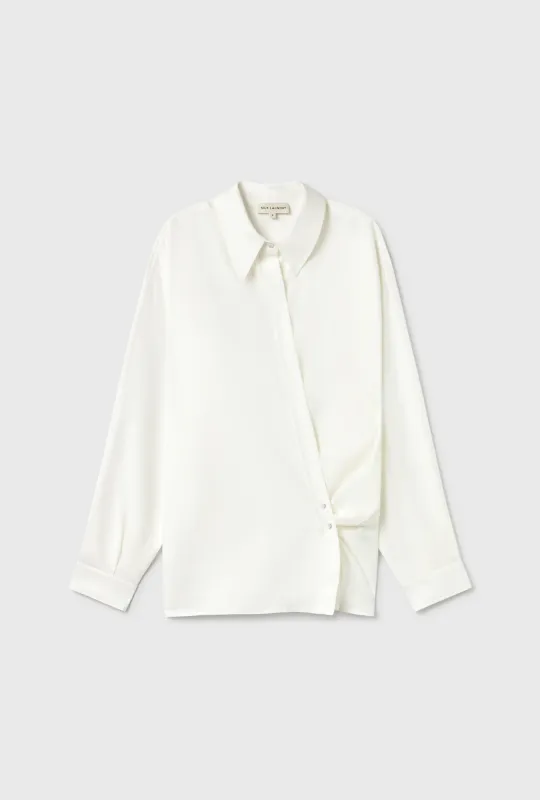Cotton Silk Crossover Shirt White sold by Silk Laundry