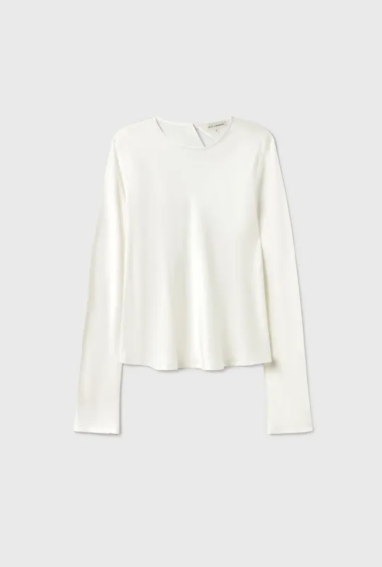 Long Sleeve Bias Top White sold by Silk Laundry
