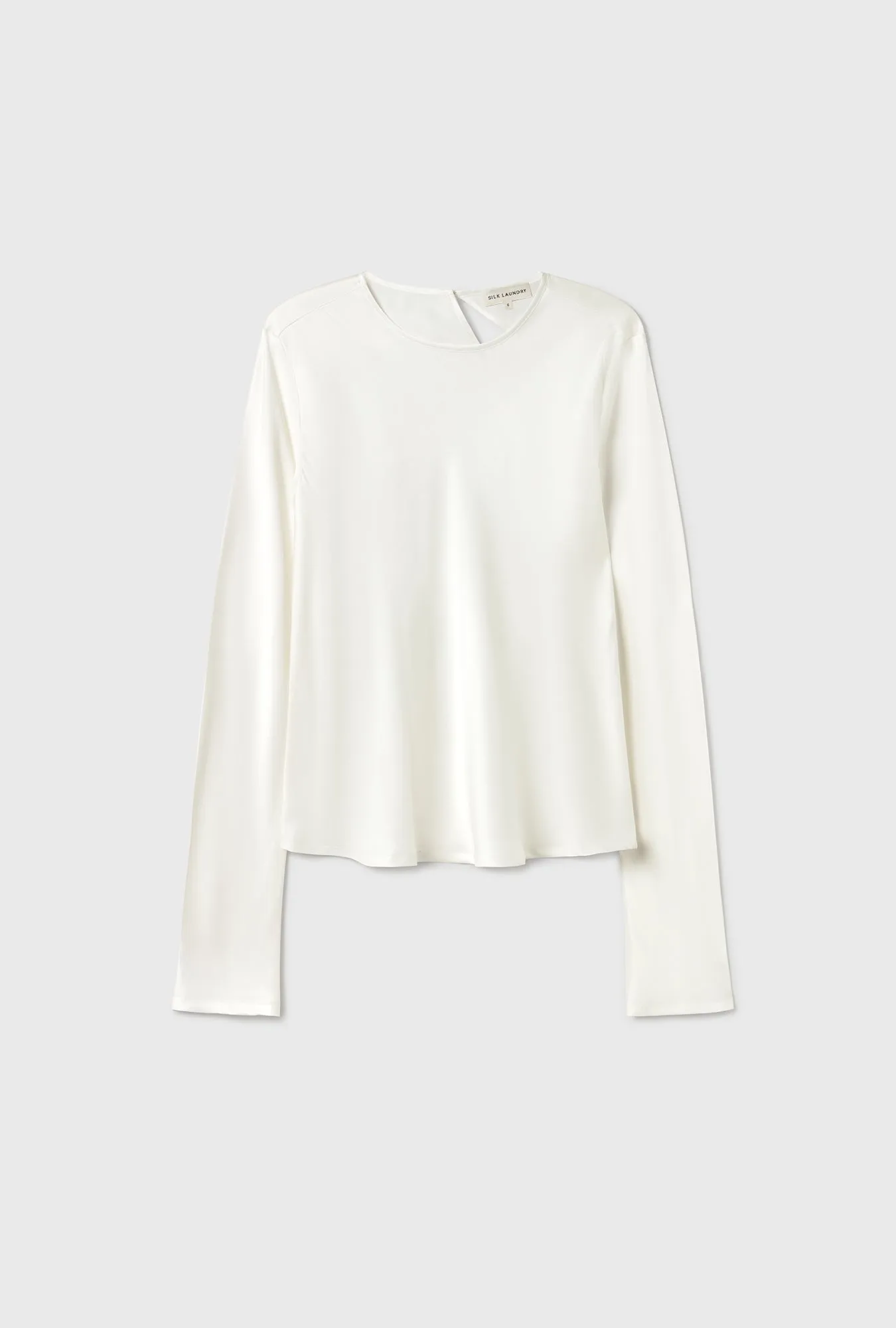 Long Sleeve Bias Top White sold by Silk Laundry