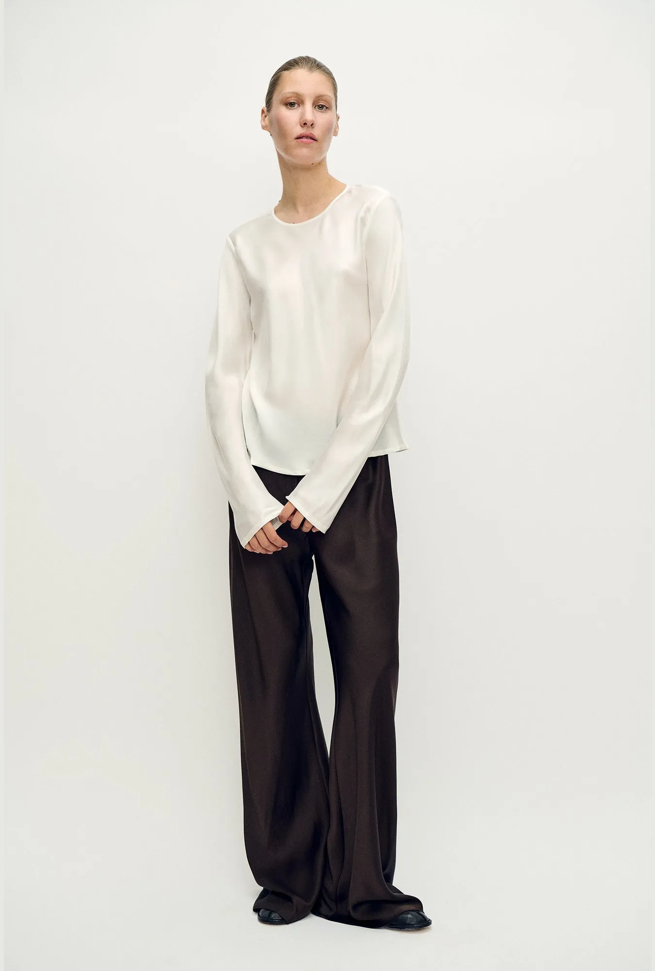 Long Sleeve Bias Top White sold by Silk Laundry product image thumbnail 2