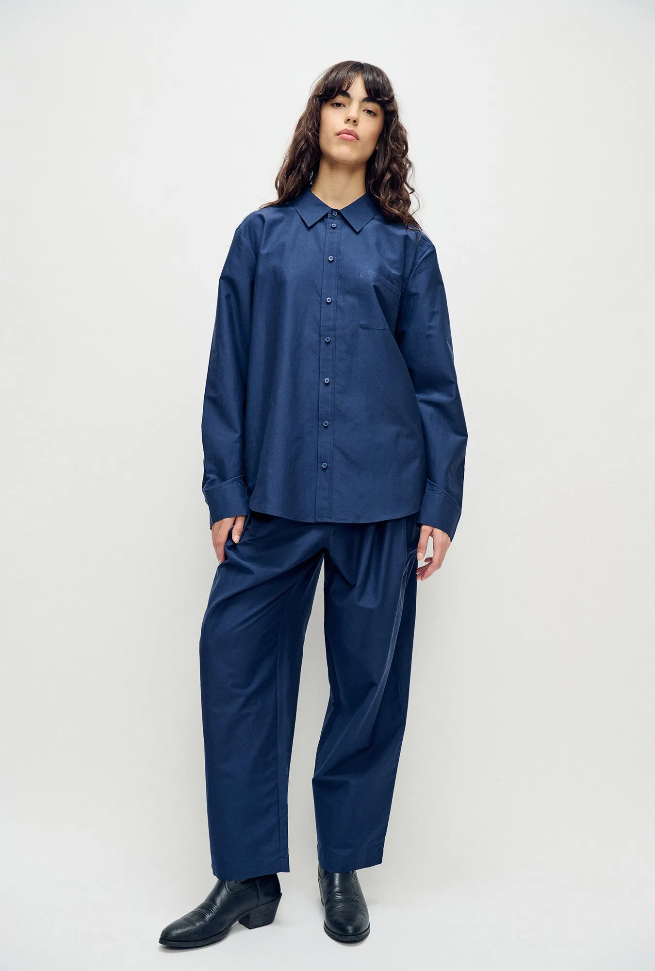 Cotton Silk Boyfriend Shirt Midnight sold by Silk Laundry product image thumbnail 5