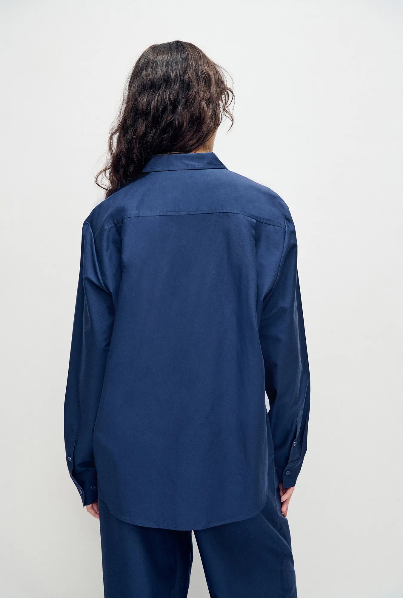 Cotton Silk Boyfriend Shirt Midnight sold by Silk Laundry product image thumbnail 3