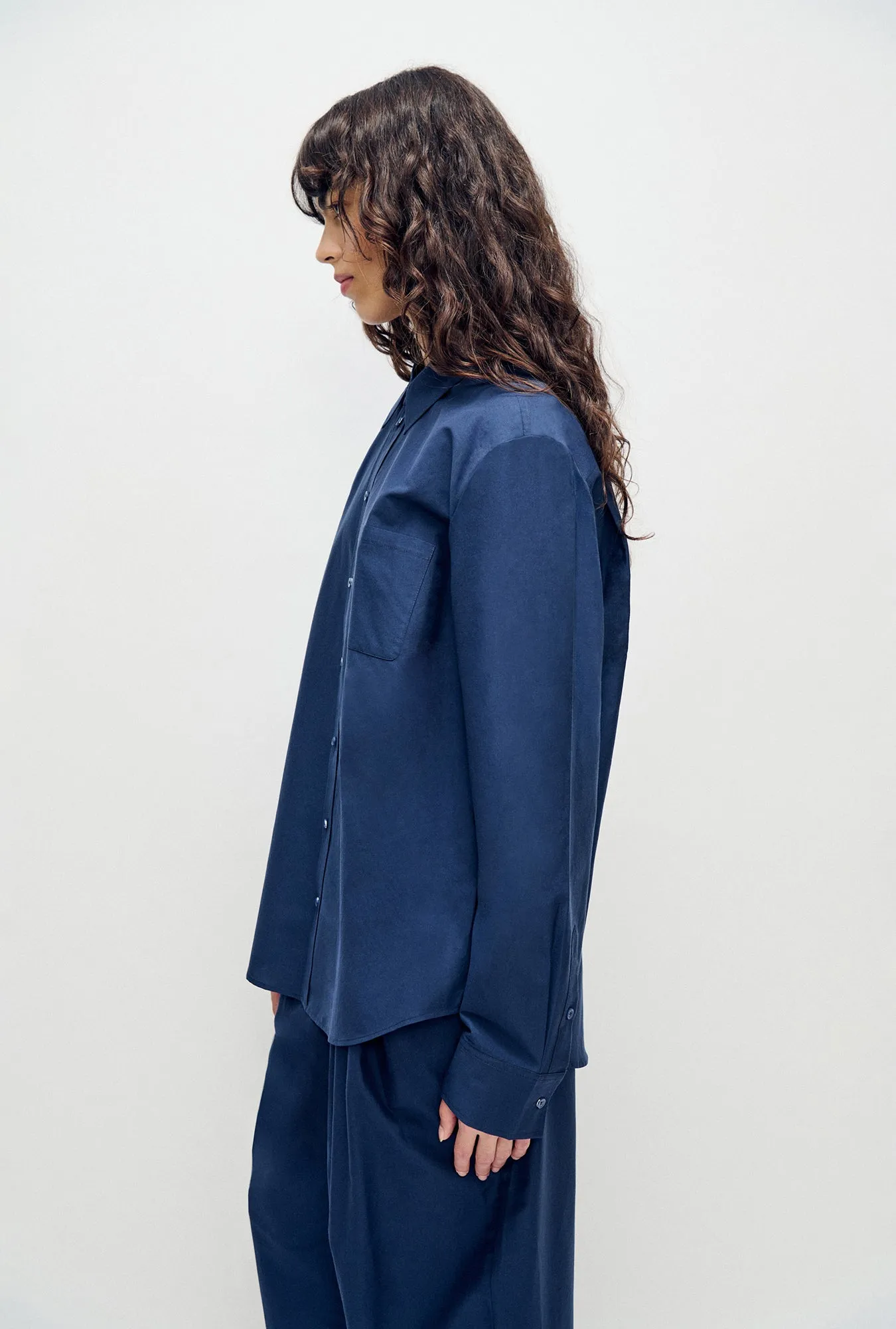 Cotton Silk Boyfriend Shirt Midnight sold by Silk Laundry product image thumbnail 4