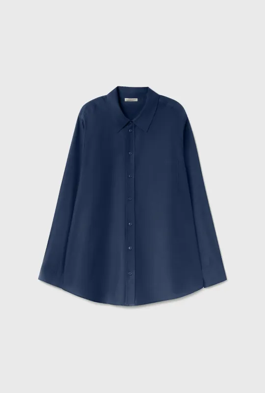 Cotton Silk Boyfriend Shirt Midnight made by Silk Laundry