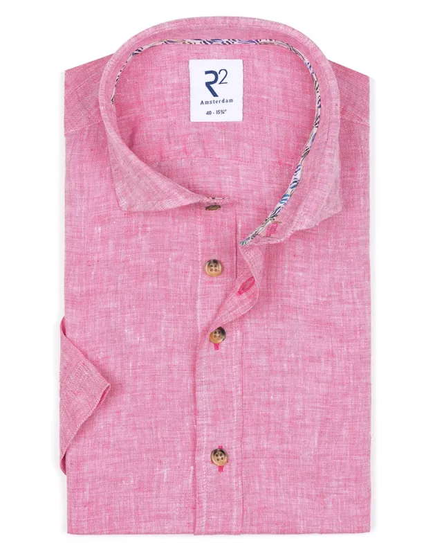 R2 Amsterdam Pink Short Sleeve Linen Shirt sold by Taelor