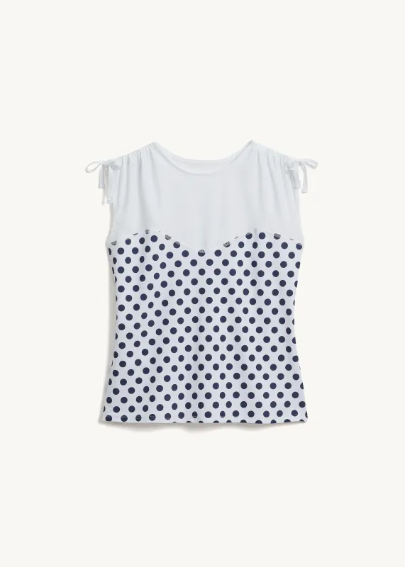 MIMA SPORT TOP White & Navy Dot sold by Top Banana