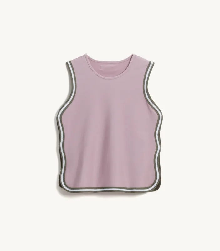 HANA TANK Lunar Lilac & Olive Trim sold by Top Banana