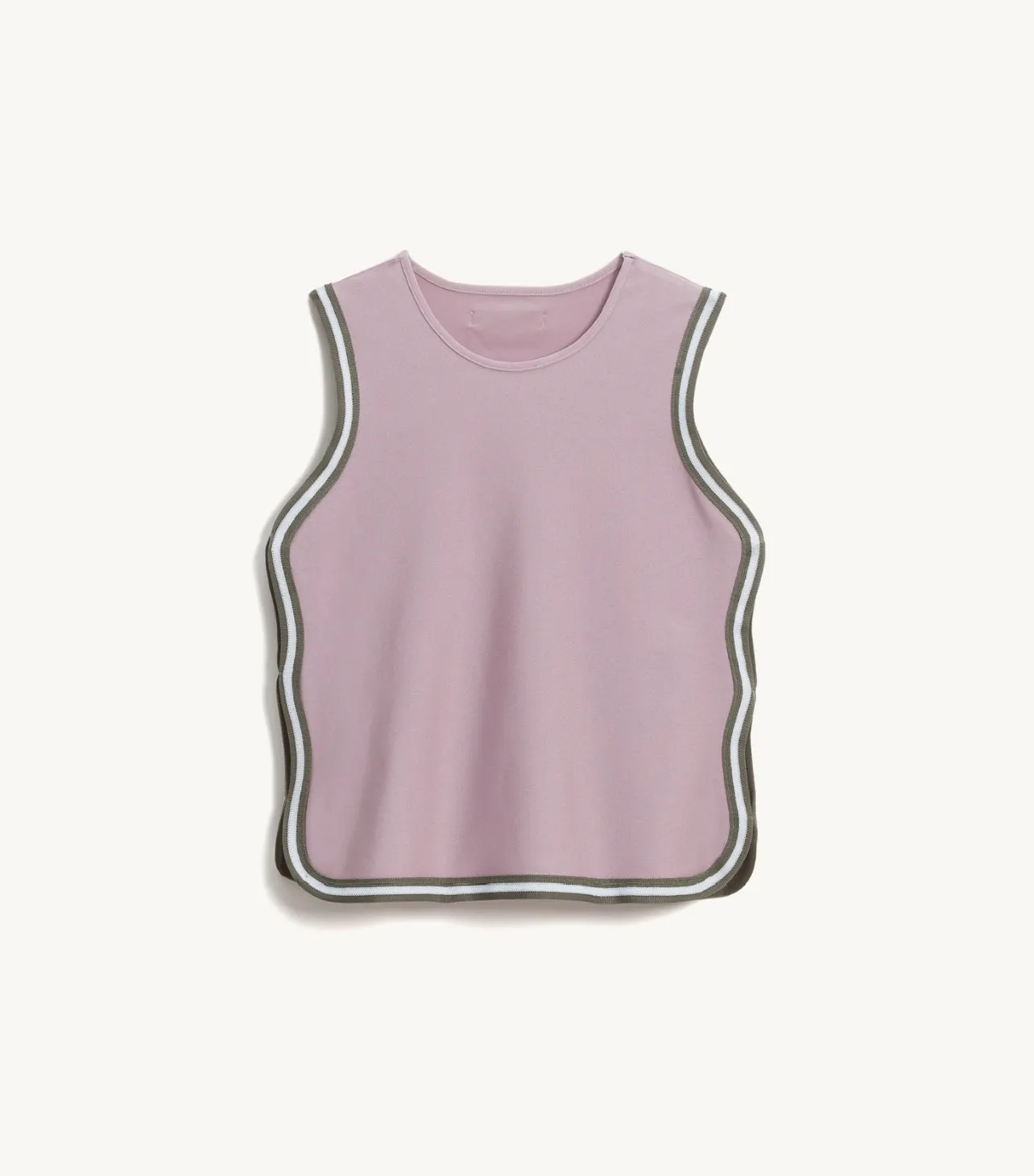 HANA TANK Lunar Lilac & Olive Trim sold by Top Banana