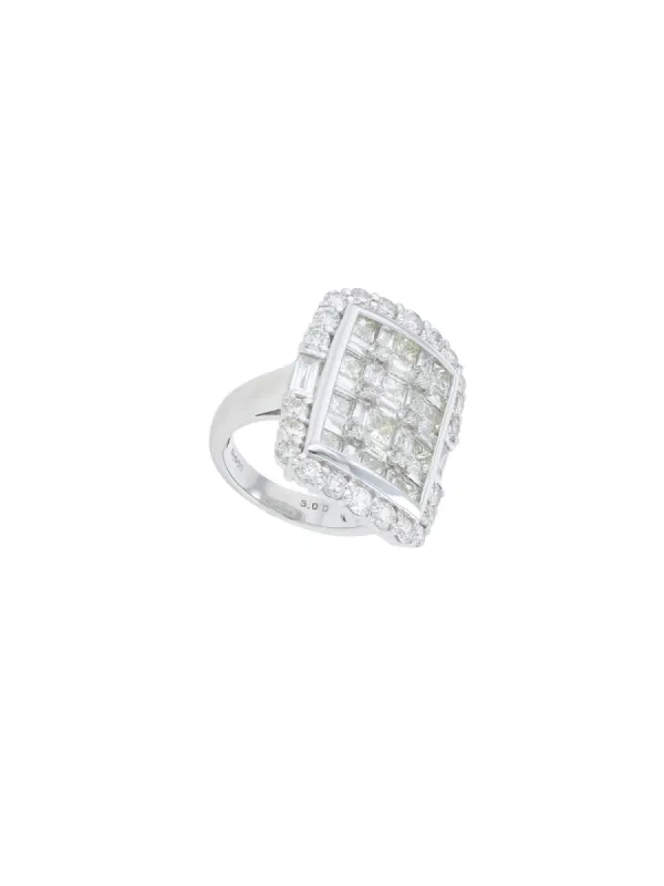 3.00ct Diamond Platinum Shield Cocktail Ring sold by Wish Fine Jewelry