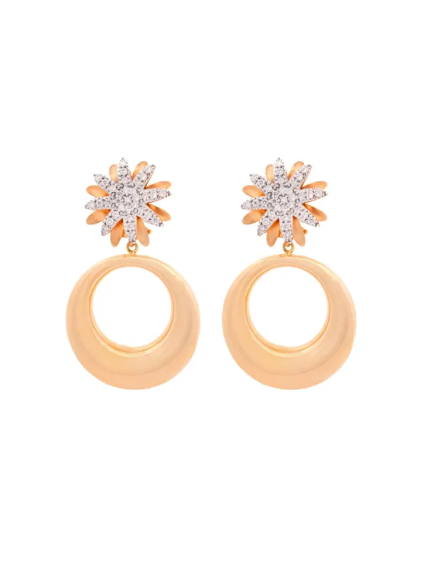 1.35ct Diamond 18K Gold Statement Flower Dangle Earrings sold by Wish Fine Jewelry